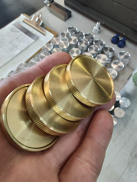 Coin Blank - 40mm diameter x 5mm thick - Recessed Face Knurled Bright Edge Brass